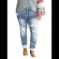 thumbnail image 1 of Pantalones Vaqueros Boyfriend de Tiro Medio Rotos para Mujer, Holgados, Elásticos y Desgastados Azul L, 1 of 6