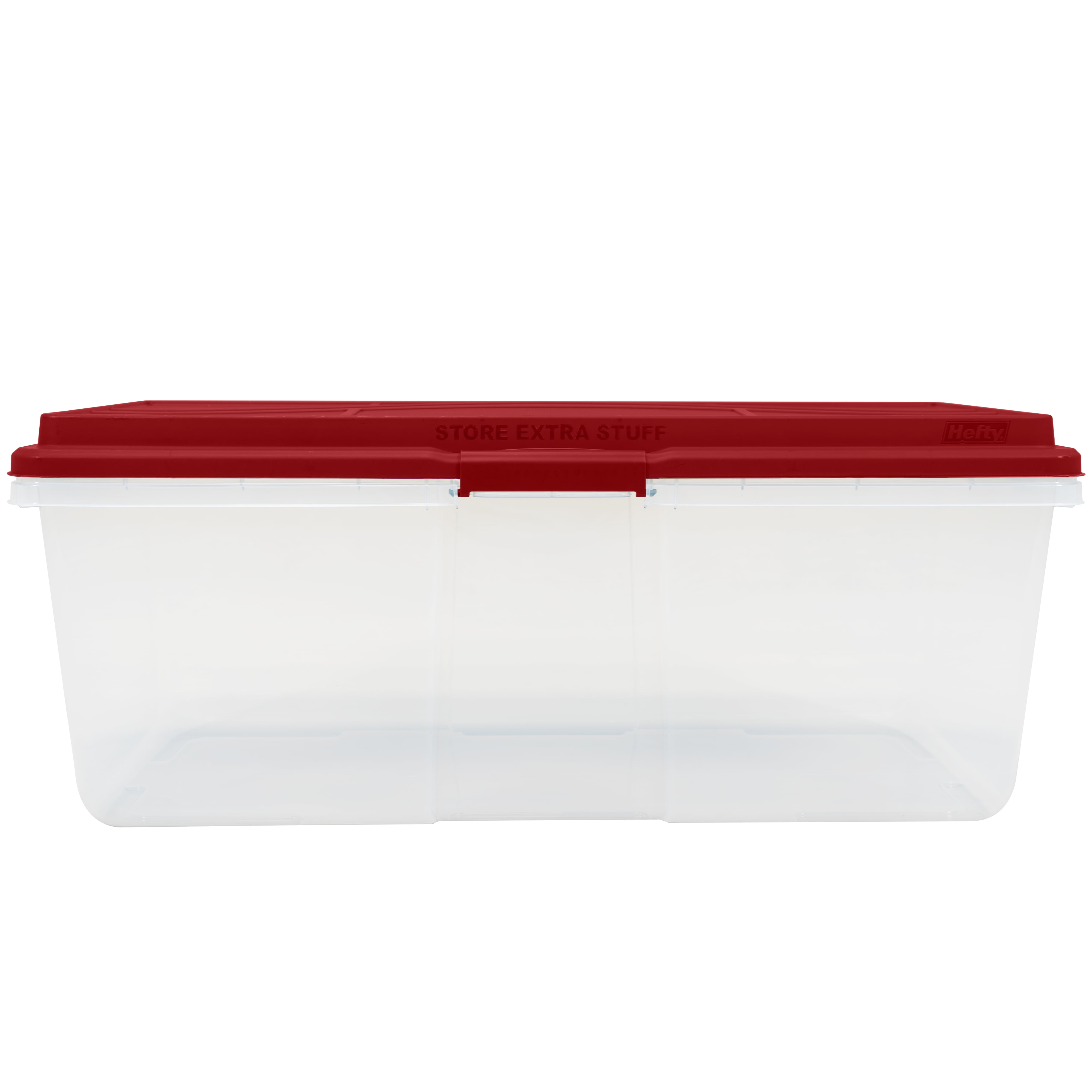 Hefty Hi Rise Storage Tote with Red Lid and Gold Foil 18 gal