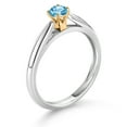 thumbnail image 3 of Gem Stone King 0.20 Ct Round Swiss Blue Topaz 10K White and Yellow Gold Solitaire Engagement Ring (Size 8), 3 of 4