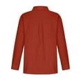 thumbnail image 3 of GXIPO Womens Button Down Shirts Dress Shirts Long Sleeve Wrinkle Free Collared Work Office Blouses Cotton Linen Tops Vermilion 4XL, 3 of 6