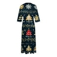 thumbnail image 4 of Christmas Dresses for Women Ladies Fashion Christmas Print Lapel Button-Down Seven-Quarter Cuff Strap-Up Dress for Christmas Party,Gold,XL, 4 of 5