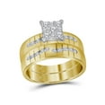thumbnail image 2 of 14kt Yellow Gold His & Hers Round Diamond Square Cluster Matching Bridal Wedding Ring Band Set 5/8 Cttw, 2 of 3