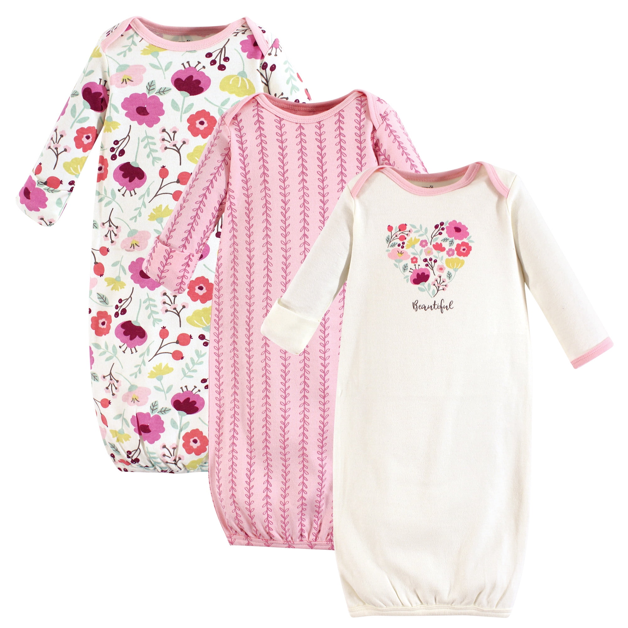 Touched By Nature Baby Mädchen Kimono-Kleider 3er Pack - Bio-Baumwolle Nachthemden