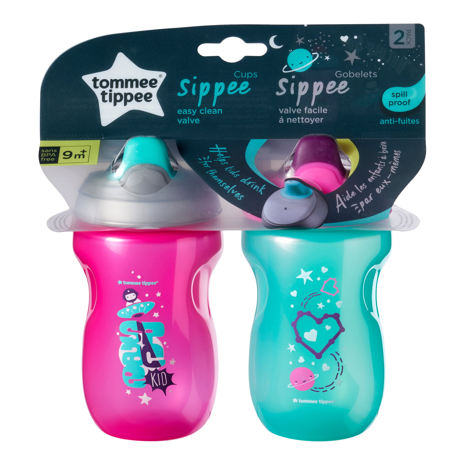 LOT OF 4 Tommee Tippee TODDLER sippy CUPS WITH interchangable LIDS