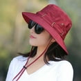thumbnail image 4 of CNKOO Women Hat Solid Color Fasten String Wear-resistant  Shape Sunscreen Lady Sun Cap Outdoor Hat, 4 of 10