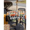 thumbnail image 4 of Outdoor Tablecloth with Umbrella Hole and Zipper, Thanksgiving Orange Pumpkin Square Table Cloth 54x54 Inch Waterproof Tablecloth, Fall Autumn Leaves Farmhouse Check Picnic Table Cover for Patio, 4 of 7