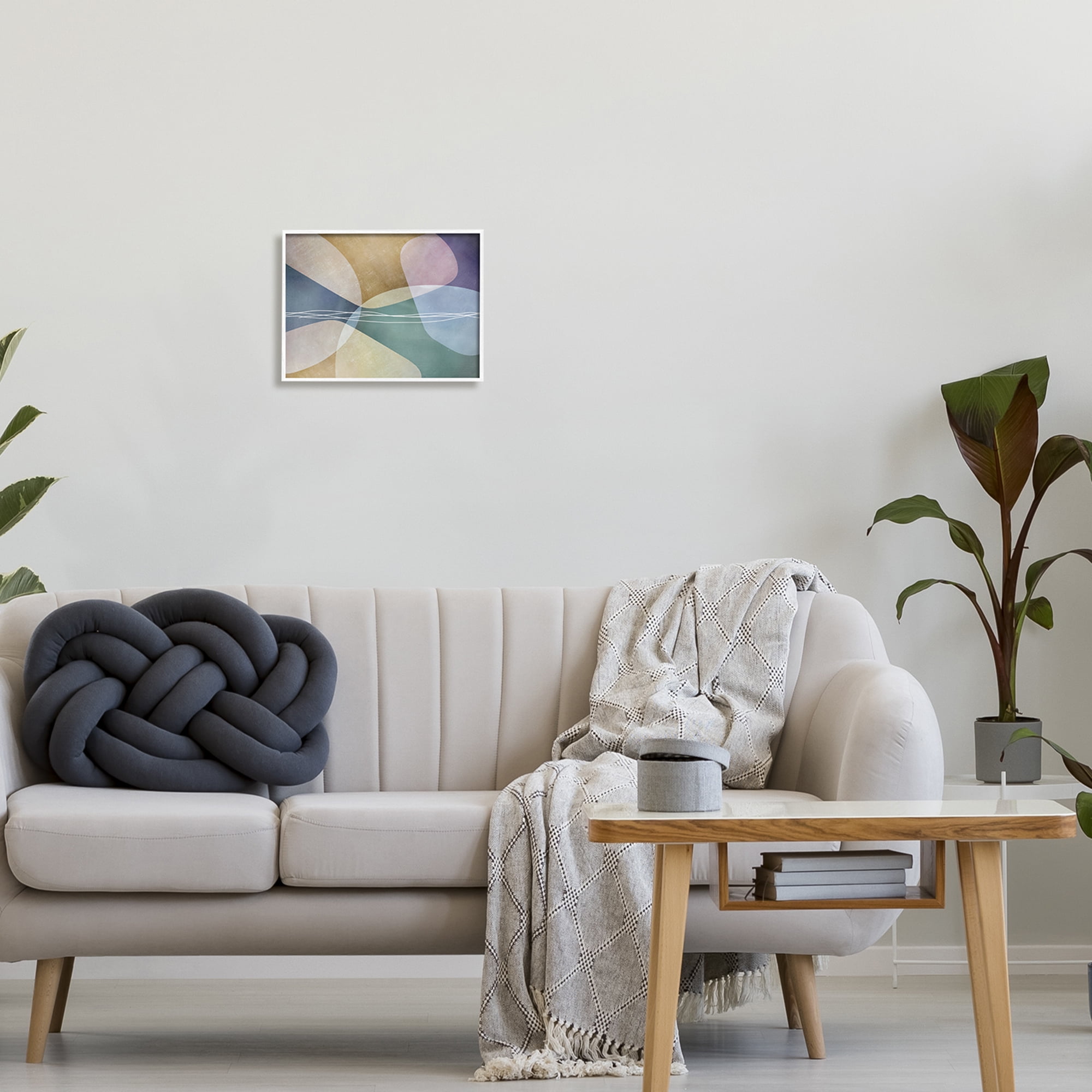 Stupell Industries Contemporary Layered Shapes Abstract Painting White Framed Art Print Wall Art, 14 x 11
