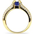 thumbnail image 6 of Round Engagement Ring Blue Sapphire Cubic Zirconia Yellow Tone 925 Sterling Silver, Size 7, 6 of 7