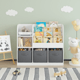 thumbnail image 6 of Tcbosik Small Bookshelf, Bookcase with 3 Fabric Drawers, Display Storage Rack for Bedroom, Living Room, White+Gray, 6 of 9