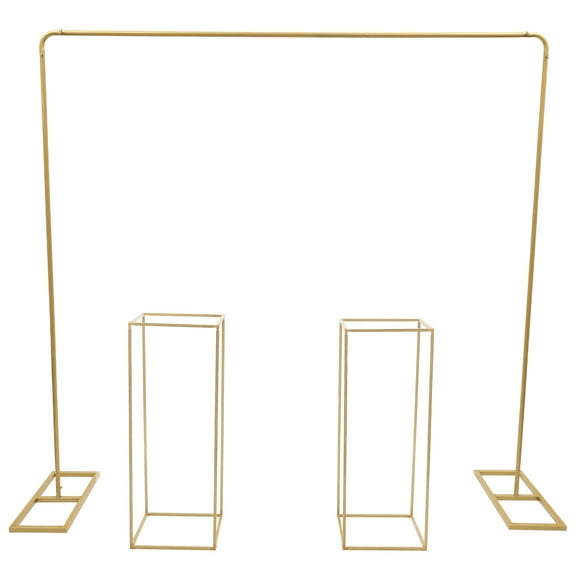 Modern Floor Mount Golden Wedding Backdrop Stand Balloon Stand Background Stand w/ Flower Stands