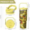 thumbnail image 4 of Tumbler with Handle 30oz Vacuum Insulated Flip Straw Mug Gifts for Women Girl Paisley Design Tumbler for Gaming Sessions, 4 of 7