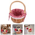 thumbnail image 3 of Cesta de mimbre tejida de mimbre natural con asa y forro de tela para almacenamiento y decoración, ideal para picnic, camping, fiestas al aire libre, color caqui., 3 of 7