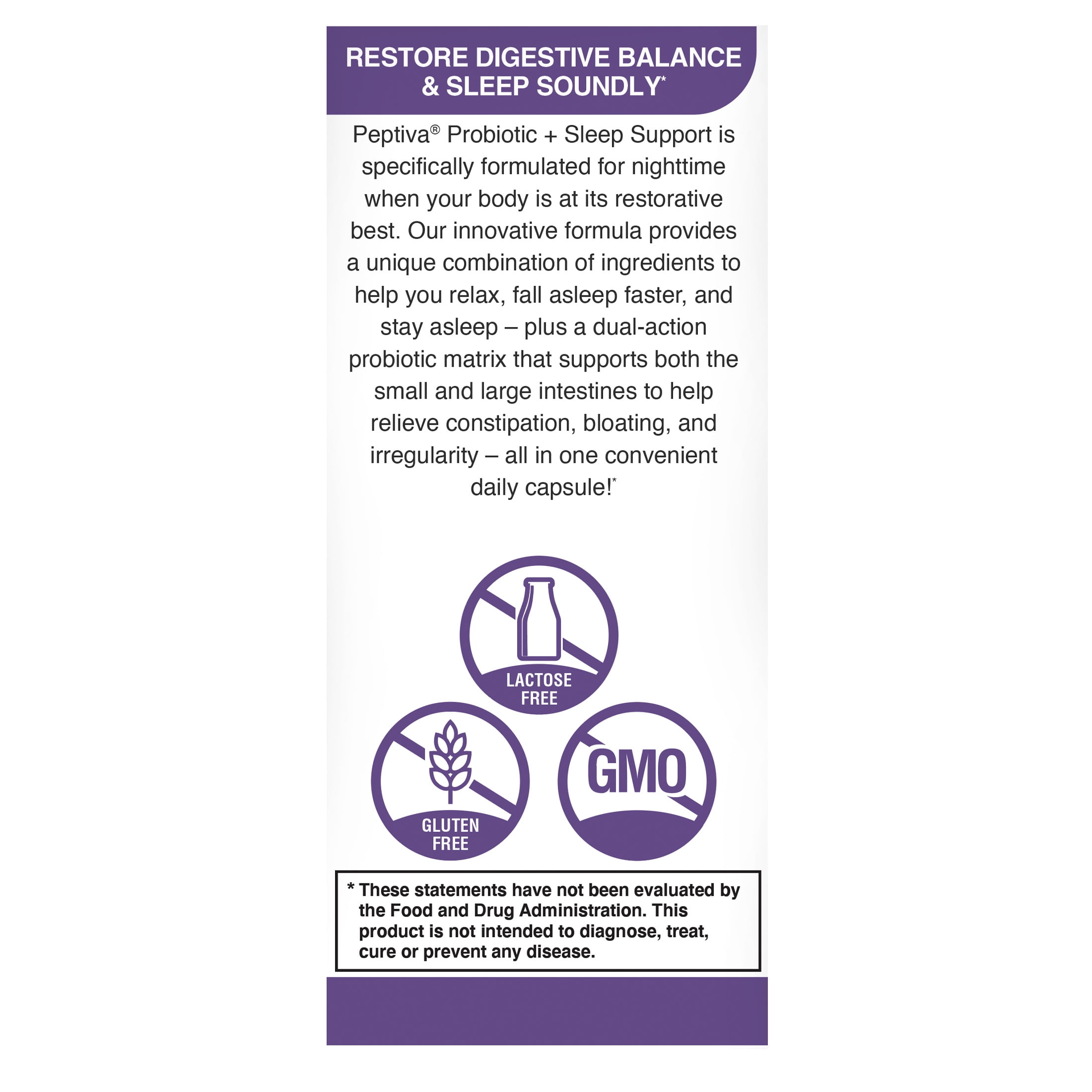 Peptiva Probiotics + Sleep Support, 26 Billion CFUs, Multi-Strain Probiotics, 21 Count, Adult