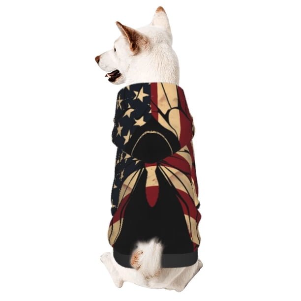Balery Patriotic USA Butterfly Art Sudadera con Capucha para Perros Pequeños – Ropa para Mascotas, Disfraz para Perros y Gatos, Ideal para Fiestas y Cosplay-X-Small