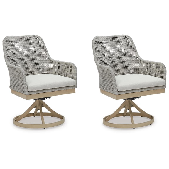 Signature Design by Ashley Seton Creek Outdoor Swivel Dining Chair (Set of 2), Gray