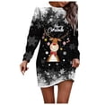 thumbnail image 1 of Wyzesi Robes Noires pour Femmes Décontractées à Manches Longues Robe Chandail de Noël Imprimée pour Femmes Col Rond Manches Longues Ample Sans Capuche Robe Décontractée Pyjama de Noël Costume, 1 of 5
