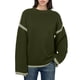 thumbnail image 1 of HongQid Sweaters for Women Fashion Solid Crewneck Loose Fit Long Sleeve Contrast Cable Knit Pullover Sweater Jumper Tops, 1 of 8