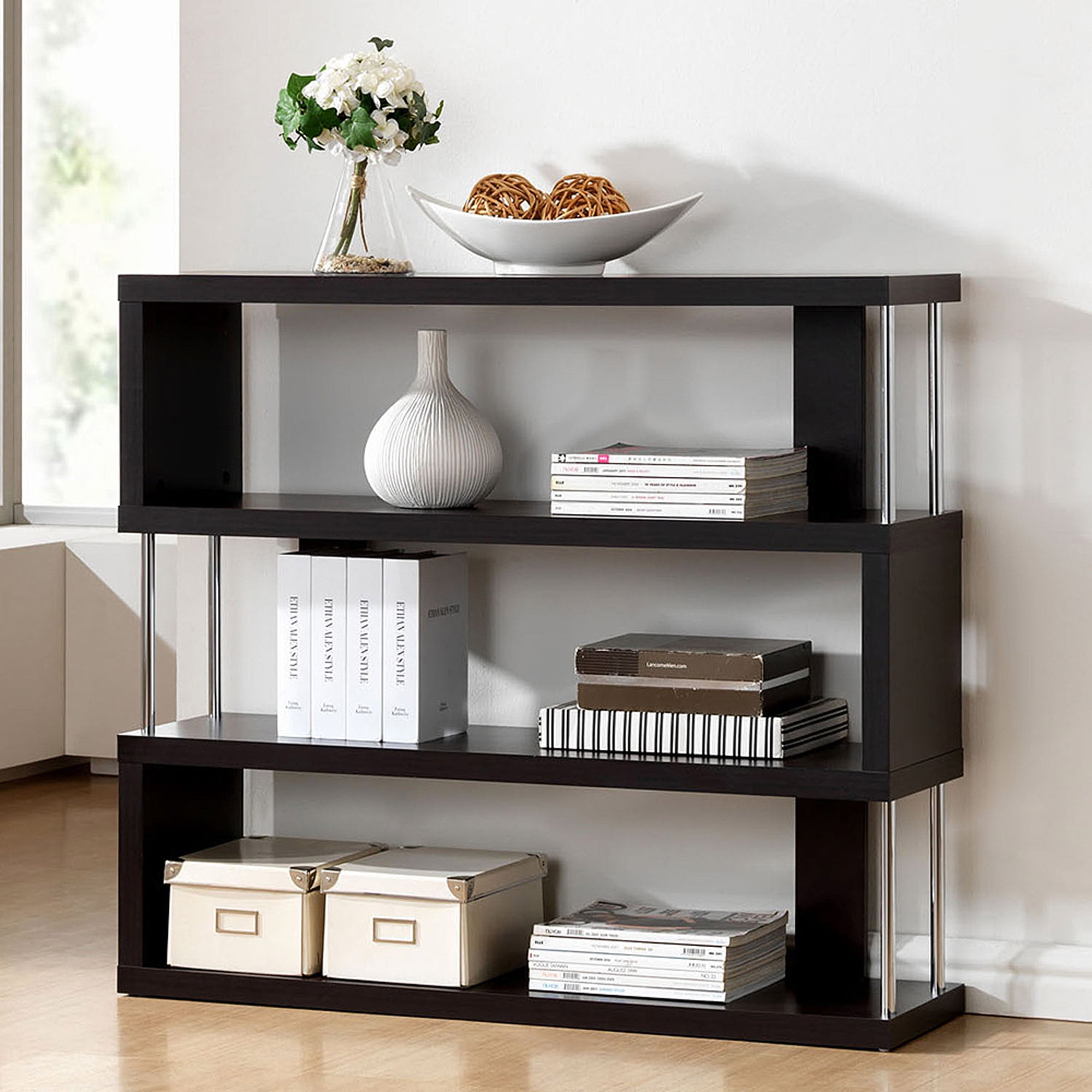 Barnes Dark Brown Three-Shelf Modern Bookcase