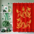 thumbnail image 3 of Shower Curtain, Chinese Spring Festival Waterproof Shower Curtain Set with Hooks for Bathroom Showers,Stalls and Bathtubs,60x72In New Year Dragons on Red under, 3 of 9