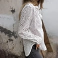thumbnail image 3 of yunLCZ Classic-Fit Long-Sleeve Dress Lace Embroidery Long Sleeve Blouse Women's Hollow Lace Embroidered Long Sleeve Button Up Fashion Shirt, 3 of 4