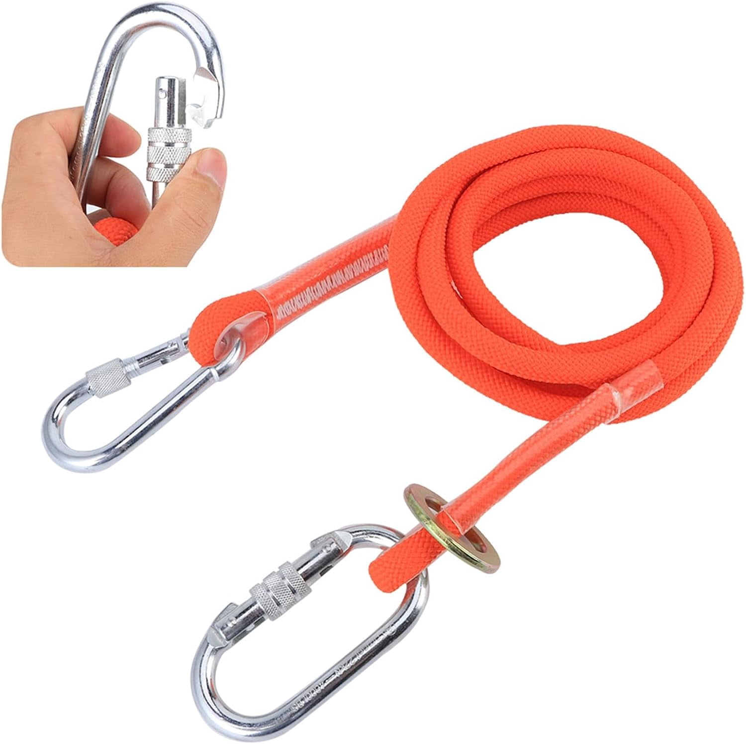 Safety Lanyard, 1800 kg Nylon Climbing Rope, Protective Safety Belt for Tree Climbing, Rock Climbing, and High-Altitude Work Positioning