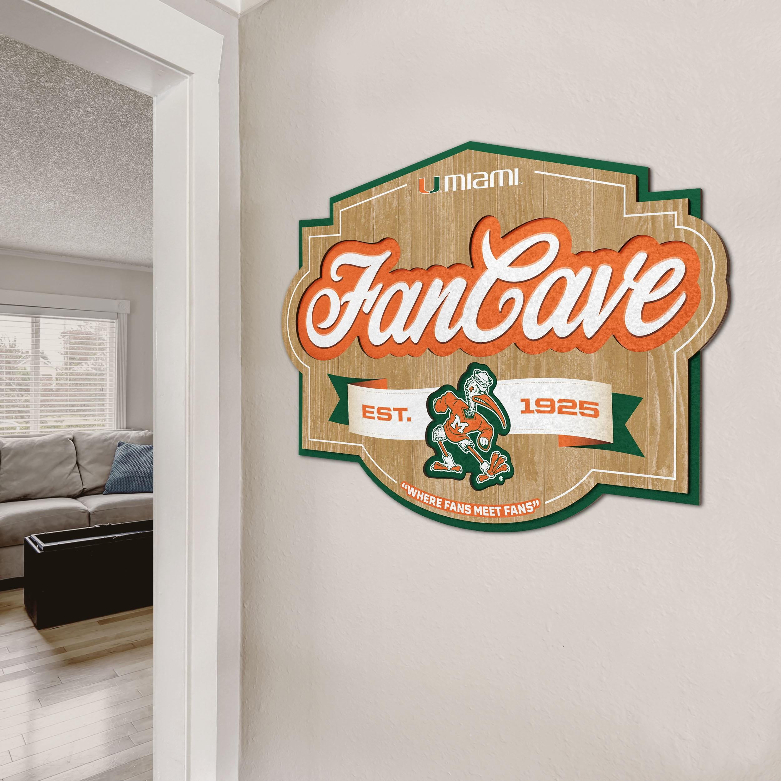 YouTheFan NCAA Miami Hurricanes Fan Cave Sign