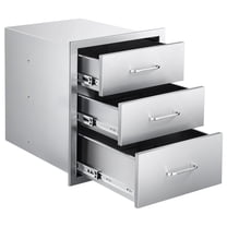 KFFKFF Outdoor Kitchen Drawers 18.11"W x 23.23"D x 23.23"H, Triple-Layer Stainless Steel BBQ Drawers with Handles, Storage Solution for Outdoor Kitchens or Grill Stations