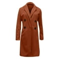 thumbnail image 5 of Women Elegant Notched Collar Double Breasted Wool Blend Over Coat Light Brown 4XL, 5 of 5