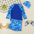 thumbnail image 5 of TOWED22 Boys Two Piece Rash Guard Swimsuits Kids Long Sleeve Printed Swimwear Sets Quick Dry Bathing Suit Boys 4-12 Years Blue,5 Y, 5 of 6