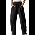 thumbnail image 2 of Pantalones de Verano para Mujer, Estilo Palazzo, Holgados, de Cintura Alta, Estampados, para Vacaciones en la Playa Negro XXL, 2 of 8