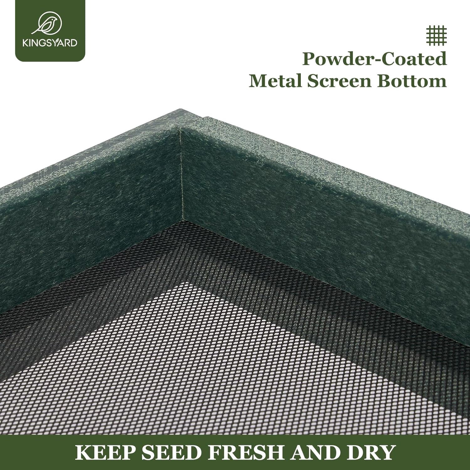 2 Pack Platform Bird Feeder Tray for Outdoor Hanging - Durable Recycled Plastic & Metal Mesh, Large 3.5 lbs Capacity, Ideal for Attracting Large Birds, Green