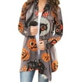 thumbnail image 1 of Alsol Lamesa Women's Halloween Pumpkin Cat Print Knitting Cardigan Plus Size Casual Long Sleeve Open Front Drape Knitted Cardigans Sweater Outwear Coat, 1 of 4