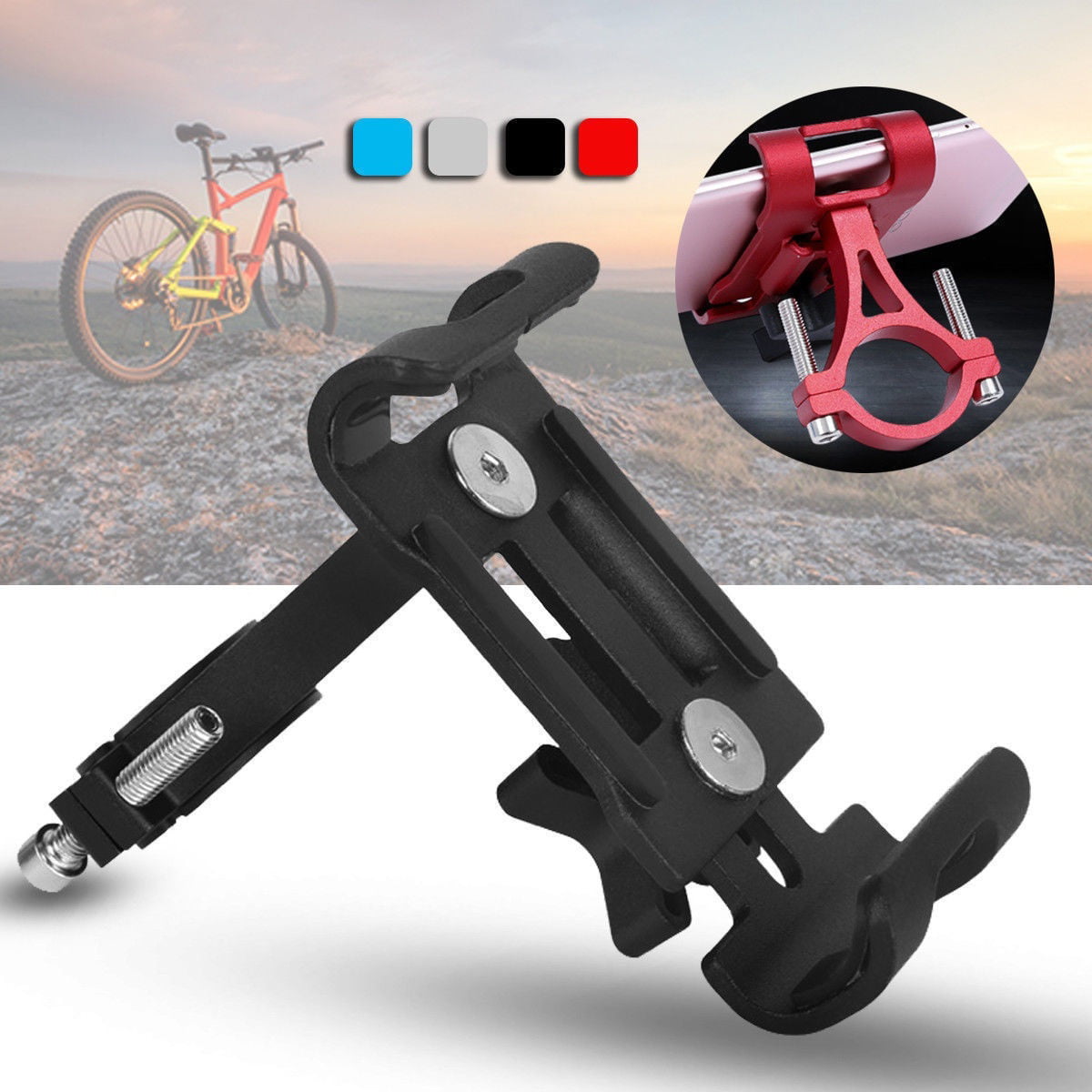 Color : Black DEALPEAK Aluminum Motorcycle Bike Bicycle Holder Mount MTB Handlebar for Cell Phone GPS 