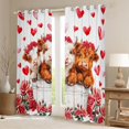thumbnail image 2 of Erosebridal Red Flowers Blossom Black Out Curtains,Cute Farm Highland Cow Curtains Pack of 2 (42x63 Each) For Men Women, 2 of 7