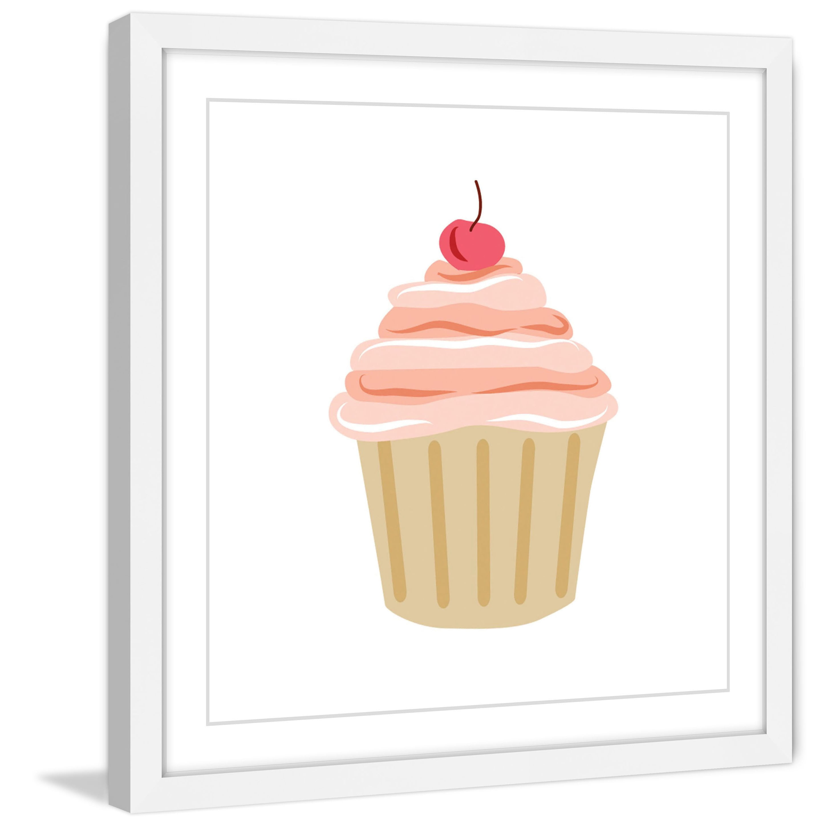 MARMONT HILL  - 'Cupcake Cherry' by Diana Alcala Framed Painting Print - Multi-Color 32 x 32