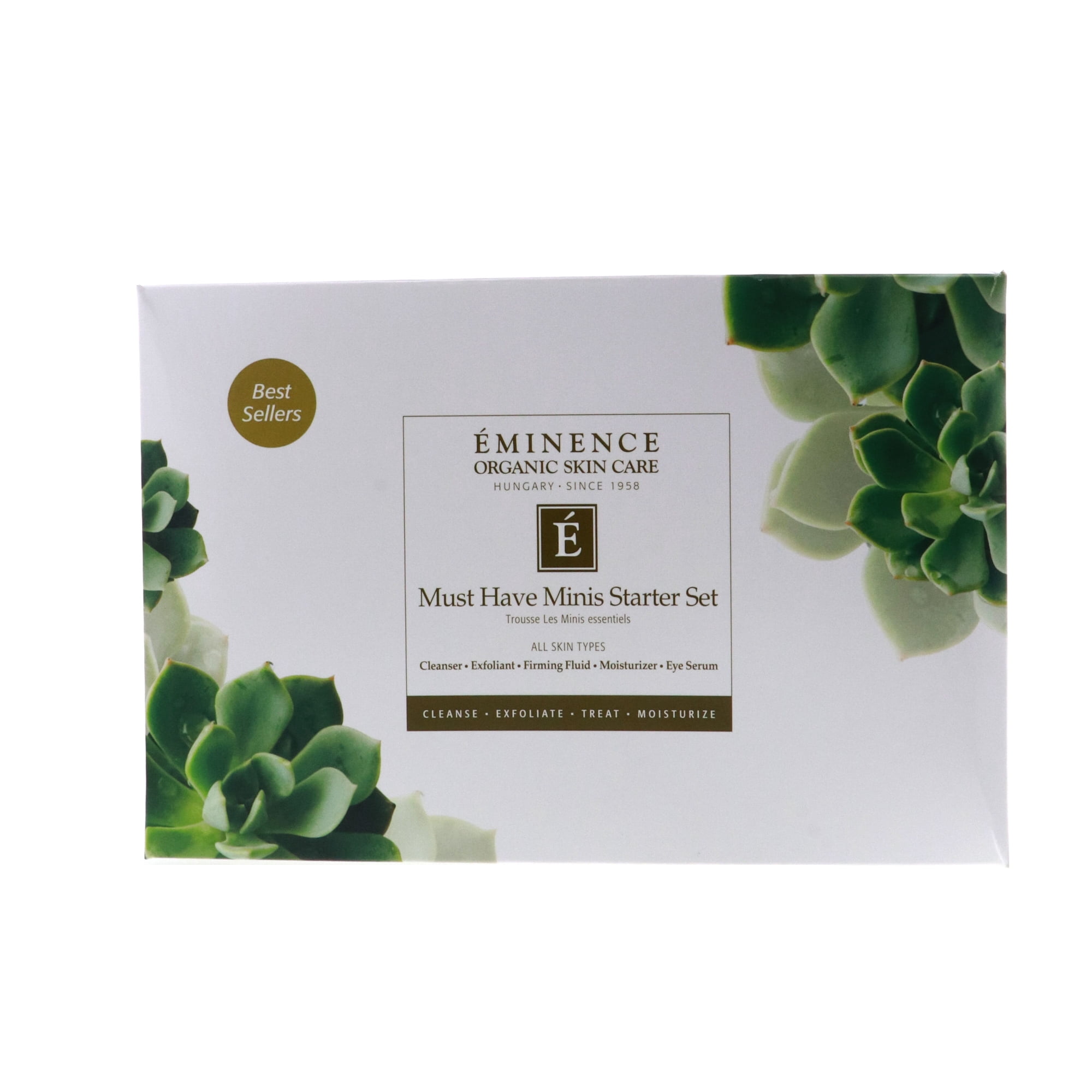 Eminence Must Have Minis Starter Set (Gel Wash 1oz, Moisturizer 0.5oz, Dermafoliant 1oz, Firming Fluid 0.33oz, Eye Serum 0.27 oz)
