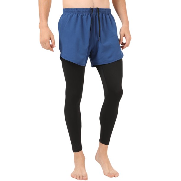Pantalones deportivos 2 en 1 para hombre ajustados elásticos absorbentes de humedad transpirables para correr baloncesto