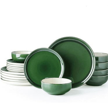 Ceramic Dinnerware Sets for 6, 18-Piece Stoneware Plates and Bowls Sets, Chip and Scratch Resistant Dishes, Dishwasher & Microwave Safe