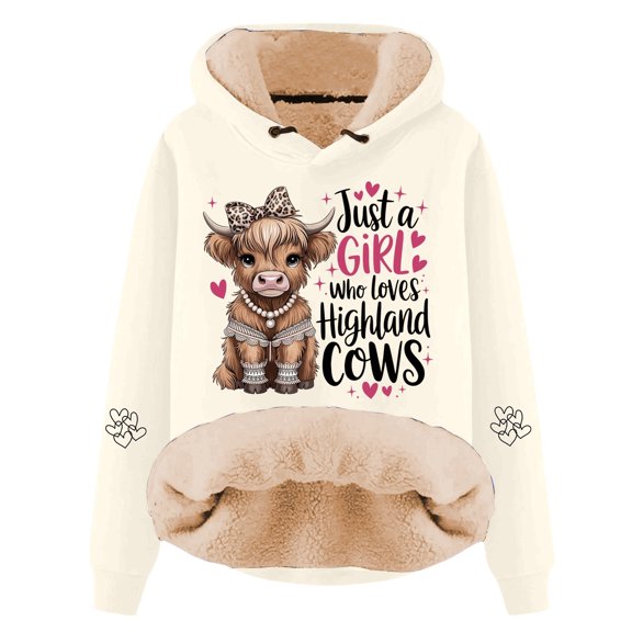 Hoodie for Women Highland Cattle Long Sleeve Sweatshirt Fall Casual Pullover Top