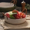 thumbnail image 5 of Rustic Serving Bowl, Deep Ceramic Dish w/ Twisted Rope Handles for Fruit, Salad & Bread (8/10-Inch), 5 of 6