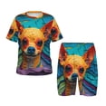 thumbnail image 1 of Fotbe Colorful Textured Chihuahua Pijama Estampada de 2 Piezas para Niños – Ropa de Dormir de Manga Corta Cómoda para Niños y Niñas, Camiseta y Shorts de Algodón-XX-Large, 1 of 6