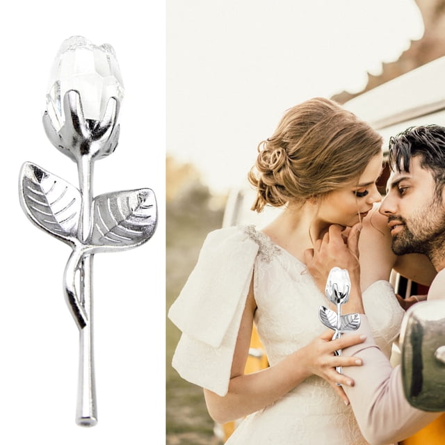 Shining Metal Crystal Red Rose Glass Rose Flower For Wedding Gift Valentine's Day Present
