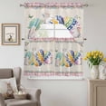 thumbnail image 6 of Easter Colored Eggs Swag Curtains Valance & Tier Set, Rabbit Pink Plaid Vintage Linen Spring 3 Pcs Set Kitchen Swag Valances and Tiers 36 Inch Length Rod Pocket Curtain Drapes for Bedroom, 6 of 9