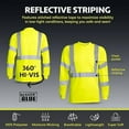 thumbnail image 5 of Moisture Wicking High Vis Long Sleeve Shirt, ANSI Class 3 Rated High Visibility Work Shirt with Reflective Tape, Large, 5 of 6