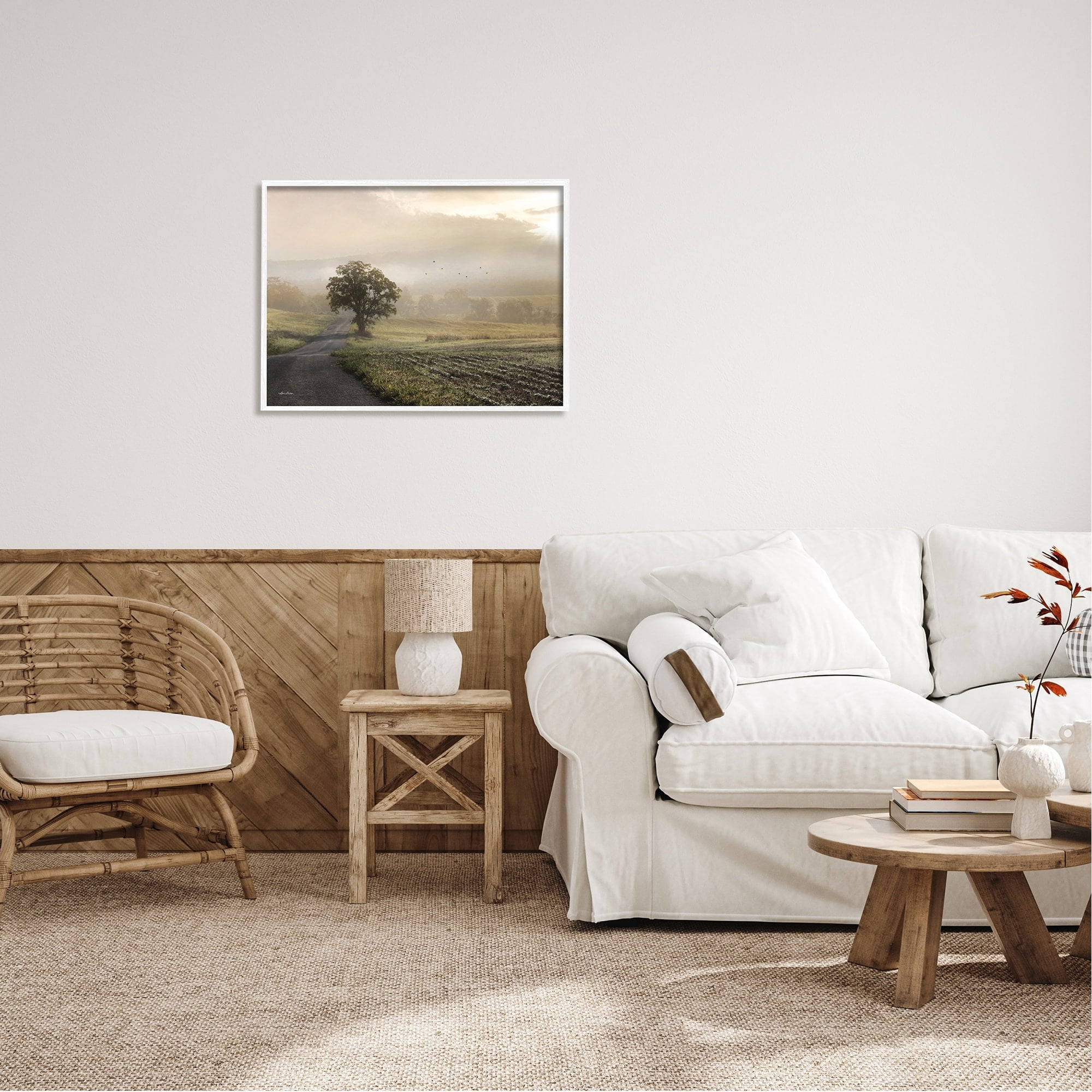 Stupell Industries Foggy Misty Morning Lone Tree Farmland Field, 30 x 24, Design by Lori Deiter