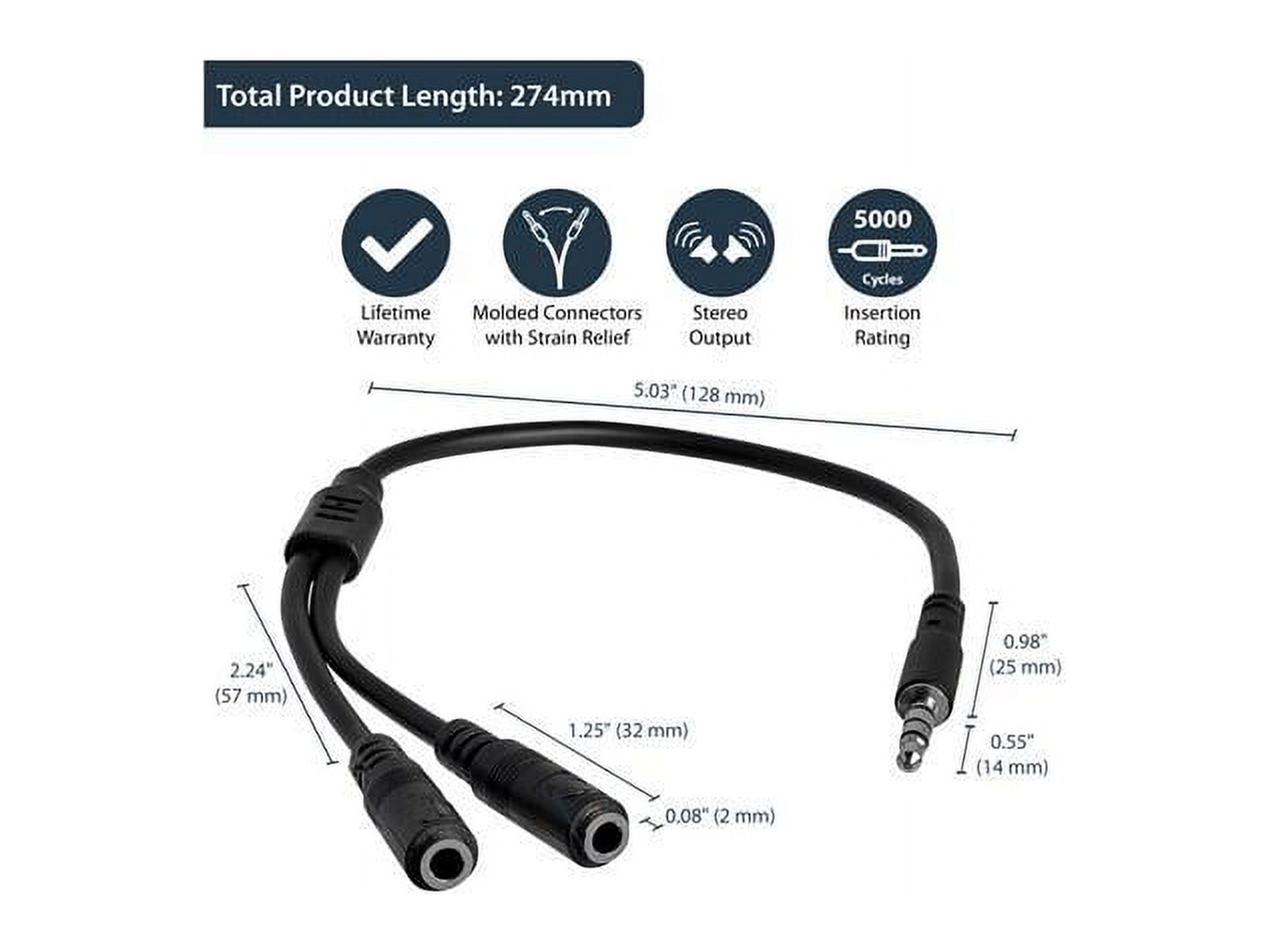 StarTech.com MUYHSMFF Headset adapter for headsets with separate headphone / microphone plugs - 3.5mm 4 position to 2x 3 position 3.5mm M/F - image 2 of 6