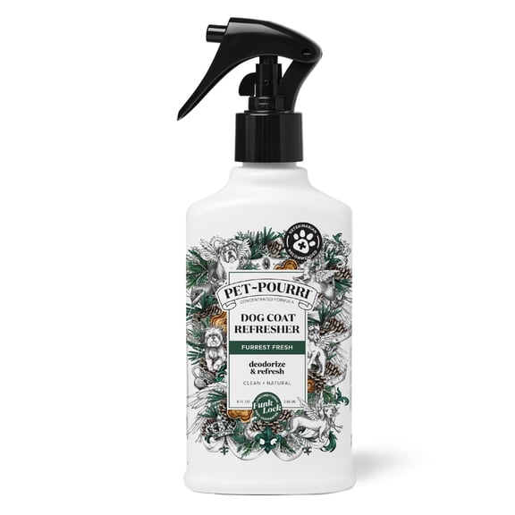Pet~Pourri Furrest Fresh Dog Coat Deodorizing Spray, Fir Amber Cedarwood, 8 fl oz