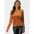 thumbnail image 3 of DARING DIVA Velvet Tops Round Neck Casual T-Shirt M Neon Brown, 3 of 6