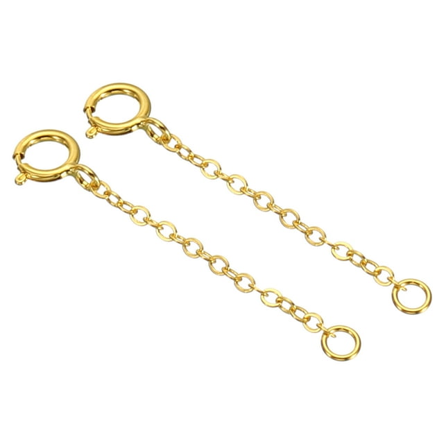 Unique Bargains 1 Inch S925 Silver Necklace Extender Gold Plated Chain Extenders Extension, Golden 2 Pack