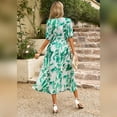 thumbnail image 3 of IDOPIP Womens Summer Short Sleeve V Neck Wrap Maxi Dress Casual Boho Floral Wedding Guest Dresses, 3 of 7